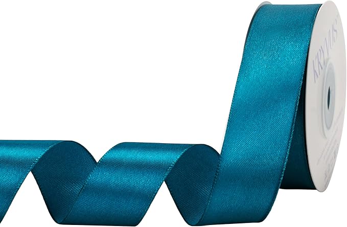 Turquoise Satin Ribbon 1 inch X Continuous 25 Yards, Single Face Polyester by Kryvusribbon