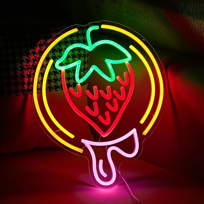 Strawberry Neon Sign USB Powered Sweet Fruit Led Light Up Sign Dimmable Funny - Image 5