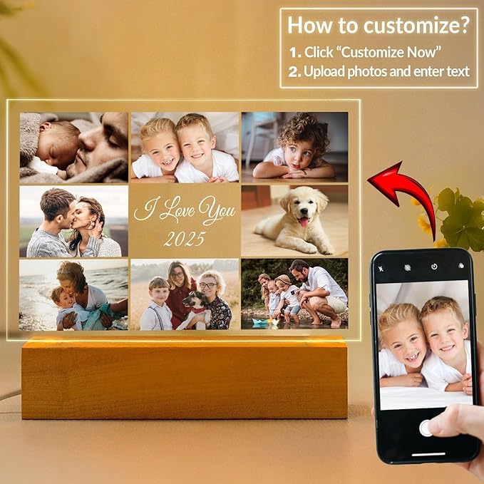 Custom Picture Frames with Photo, Customized Photo Frame with Night Light - Image 2