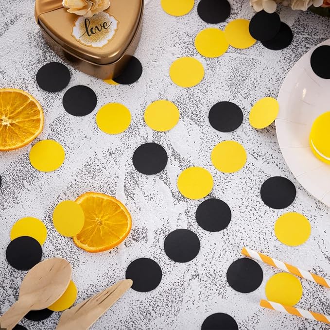 Black and Yellow Confetti Table Decoration - Image 2