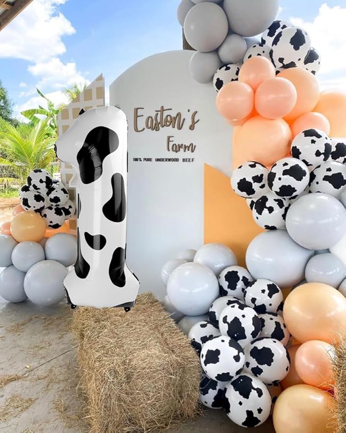 Cow Print Number 1 Balloon 40 inch, Number 1 Birthday Balloon - Image 4