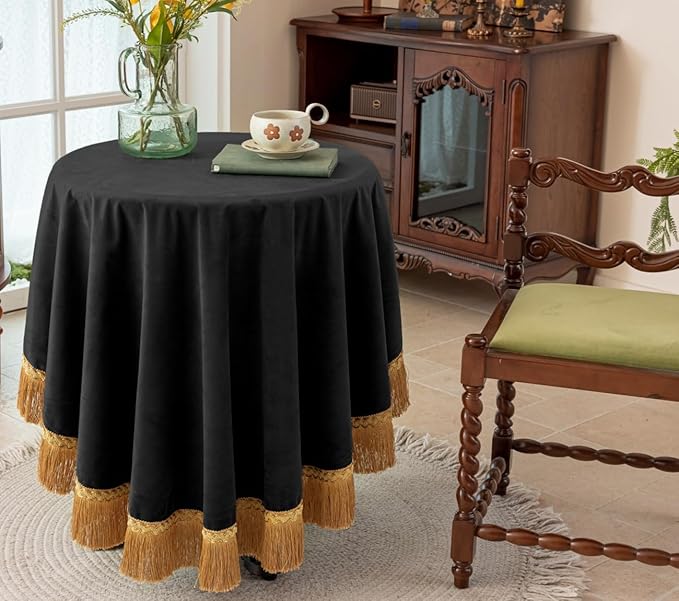 F-CHU Black Tablecloth Thickset Velvet Tablecloth by F-CHU