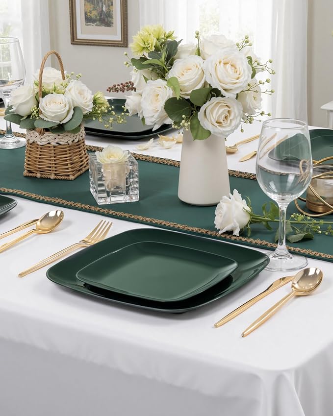 PULOTE 100PCS Green Plastic Plates - Image 4