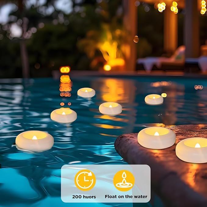 24 Pack 3” Flameless LED Floating Candles, Water-Activated Battery Operated - Image 4