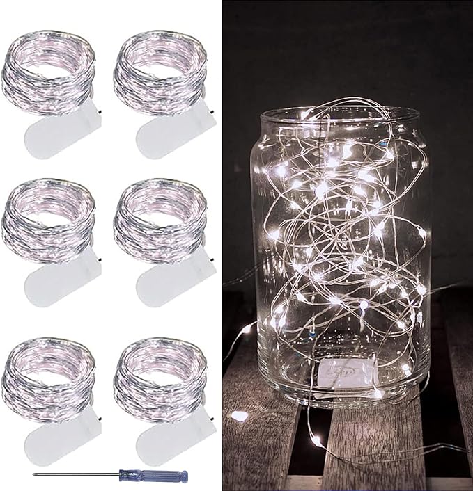 LAMPHOME 6 Pack Fairy Lights Battery Operated String Lights 6.6ft 20 Led Mason by ULL