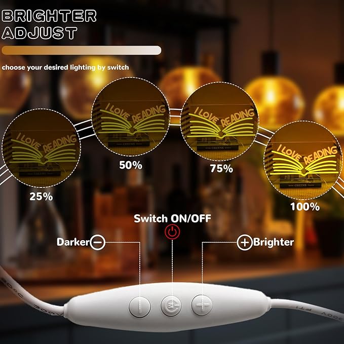 I Love Reading Neon Sign for Wall Decor, Dimmable Classroom LED Light Up Sign - Image 3