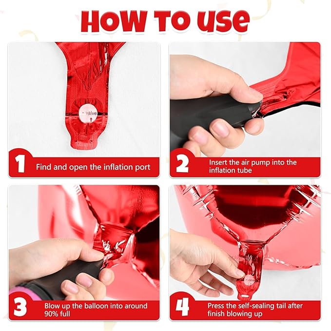 Red Giant 4D Foil Balloons, 22 Inch Big Round Foil Balloon - Image 9