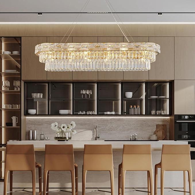 Crystal Chandeliers, 49.2" 18-Light Gold Chandelier - Image 8