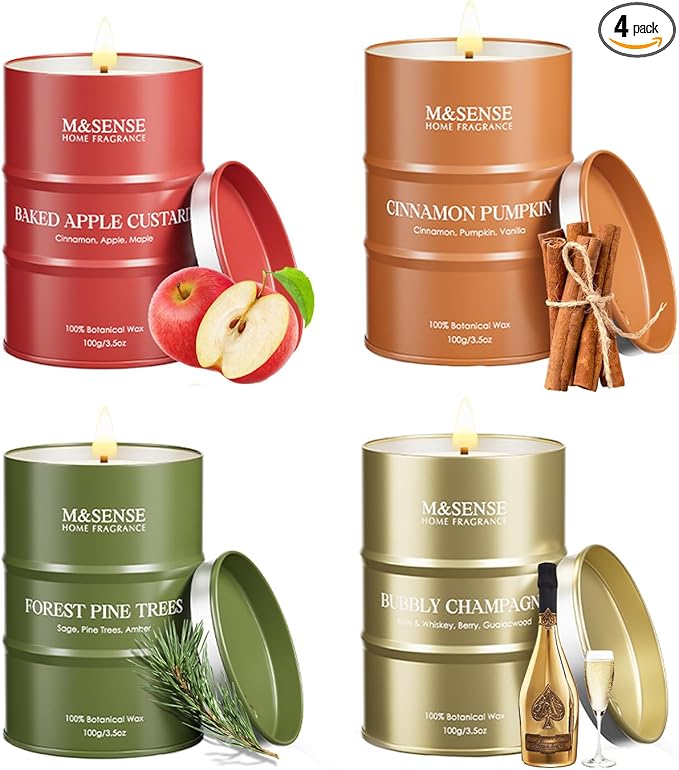 Fall Candles Set | Mini Scented Candles Gift Set | 4 Pack Candles by MSENSE