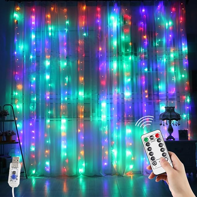 YEOLEH Curtain String Lights, Waterproof Copper Wire Curtain Lights by YEOLEH