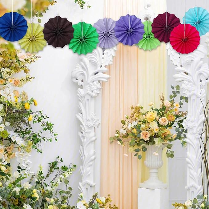 Green Party Decorations, Tennis Party Decorations Party Paper Fans Bulk 8in - Image 7