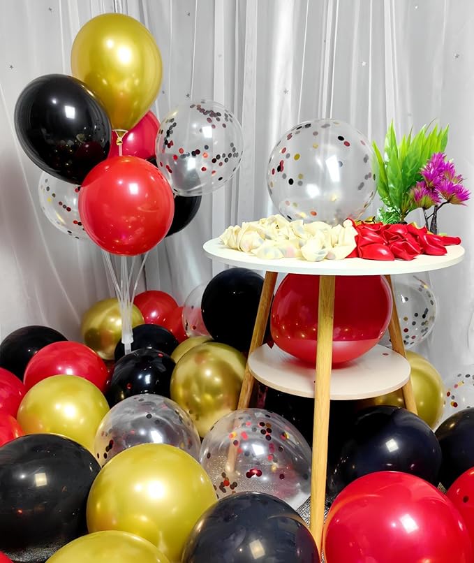 300 Pack Red Black and Gold Balloons 12 Inch Red Black Gold Confetti Balloon - Image 6