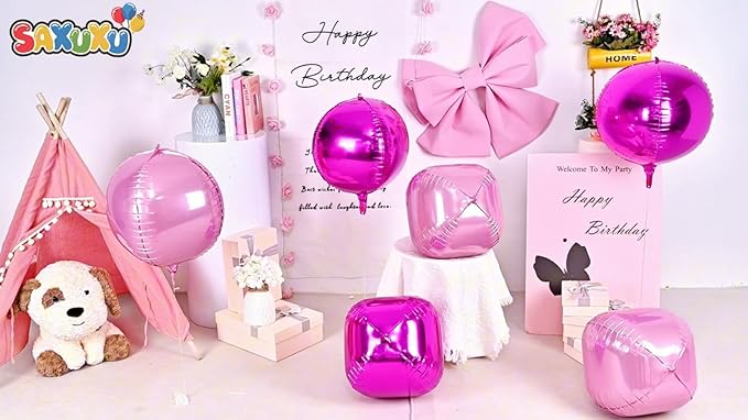 6 Pcs Hot Pink and Pink Balloons, 22 Inch Big Round Foil Balloon - Image 2
