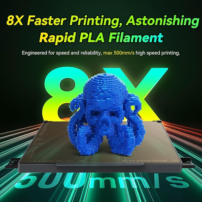 FLASHFORGE Xmas Series Rapid PLA Filament Aurora Blue, High Flow Speedy 3D - Image 3