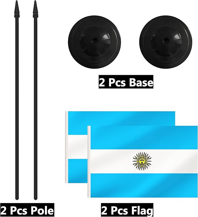 2 Pack Argentina Desk Flag Set, Argentine Desktop Small Miniature Table Office - Image 6