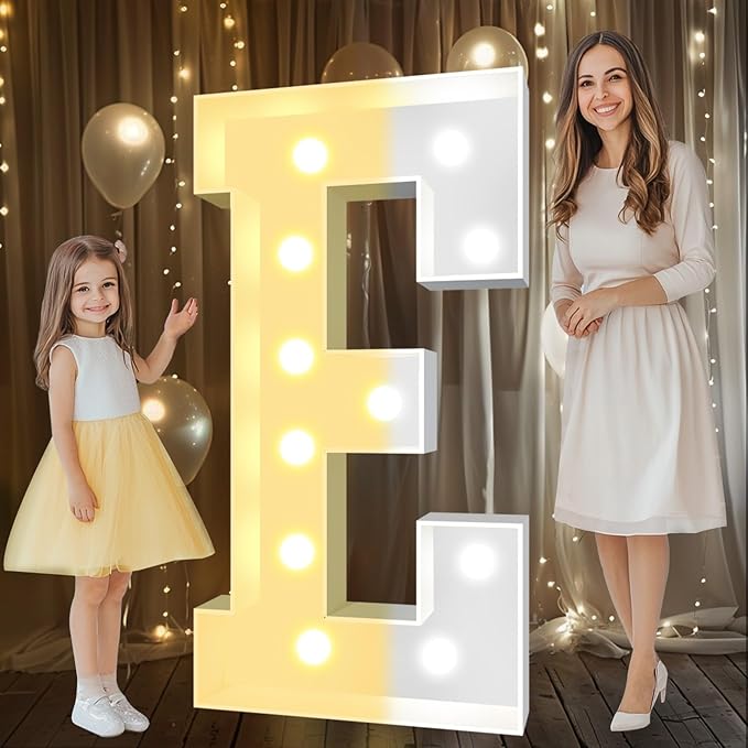 Pooqla 4 FT Marquee Light Up Letters, Cool White and Warm White Marquee Letter by Pooqla