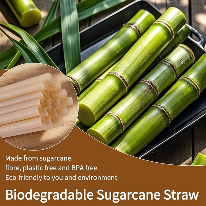 400 Pcs Sugarcane Straws Disposable, 5 In Drinking Agave Long Edible - Image 3