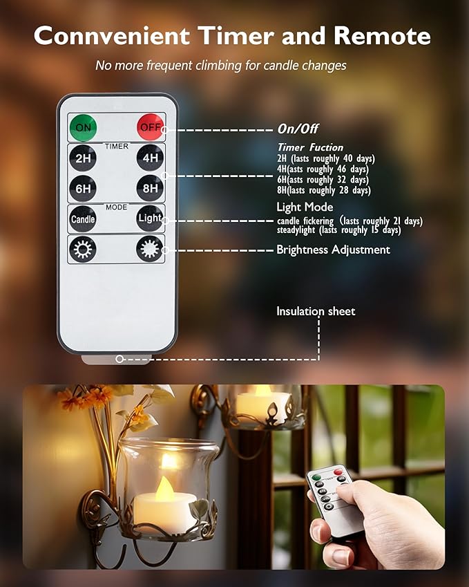 Homemory 12pcs Flameless LED Tea Lights - Image 4