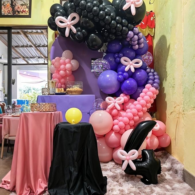 Purple Pink Black Balloons, 12 Inch Pink Black Macaron Dark Metallic Purple - Image 7