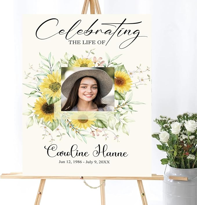 Sunflower Large Funeral Sign, Personalized Memorial Welcome Sign, Forever in - Image 4