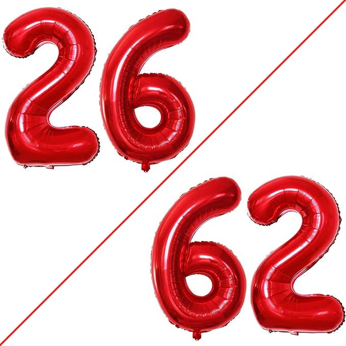 GOER Number 26 Balloons for 26th Birthday Party Decorations, 42 Inch Jumbo Foil by GOER