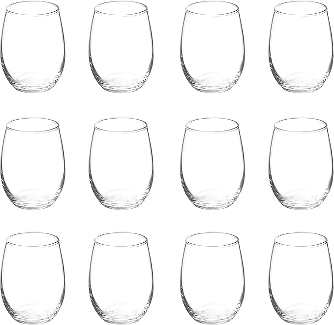 DISCOUNT PROMOS Stemless Wine Glasses by ARC 5.5 oz. Set of 12, Bulk Pack by DISCOUNTPROMOS