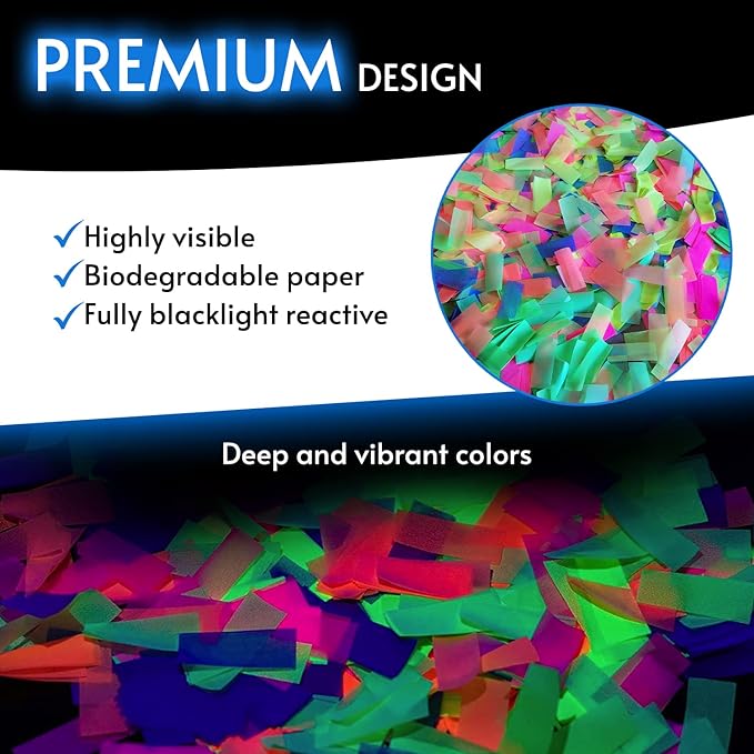 20000 Pieces Glow King Blacklight Reactive Paper Confetti | Premium UV - Image 2