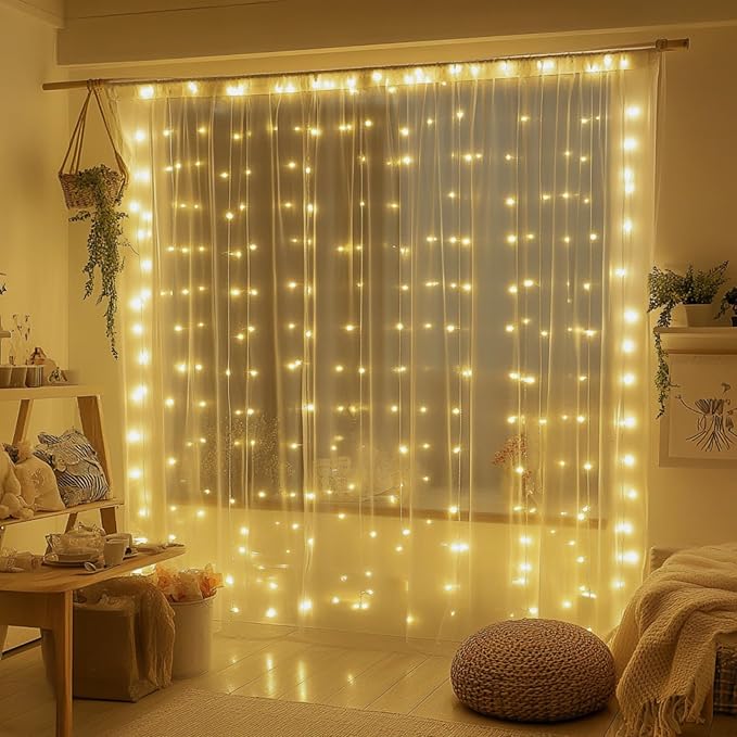 2 Pack Fairy Curtain Lights, 300 LED Upgraded Tangle-Free Hanging Lights - Image 2