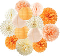 Beige-Orange Peach Fall Party-Decorations Paper-Lanterns- 14pcs Autumn by LastingSurprise