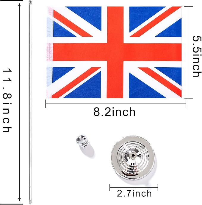 ZXvZYT 2 Pack United Kingdom flag British Table Flag Small Mini UK Desk Flags - Image 2