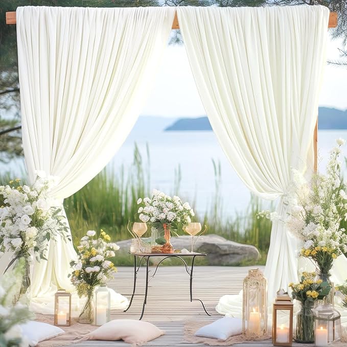 20ft x 15ft Ivory Wrinkle Free Backdrop Curtains - Image 9