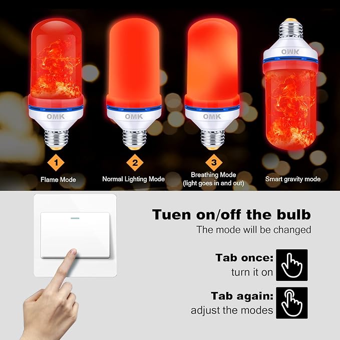 OMK - LED Christmas Decorations Flame Effect Light Bulbs - Upgraded 4 Modes - Image 4