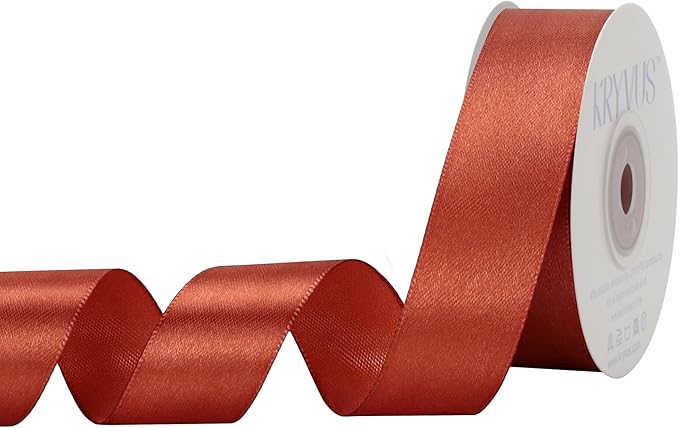 Copper Satin Ribbon 1 inch X Continuous 25 Yards, Single Face Polyester Ribbon by Kryvusribbon