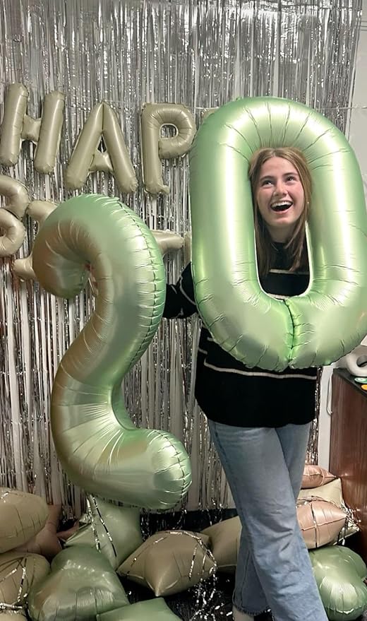 Big 40 Inch Sage Green 2 Number Balloon Birthday Decoration, 2026 Oliver Green - Image 6