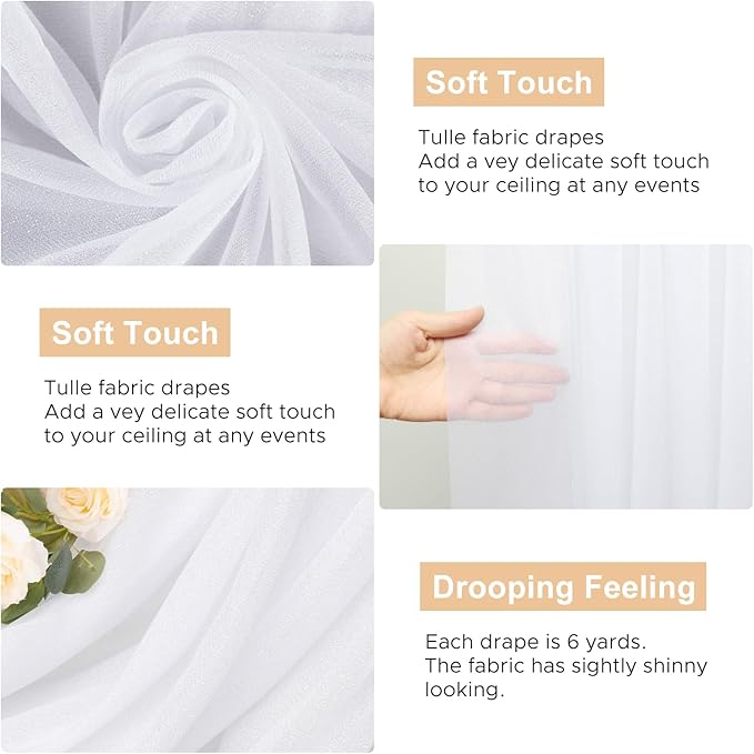 Wokceer White Wedding Arch Draping Fabric Backdrop 28.7" X 20FT Sheer Drapes - Image 2
