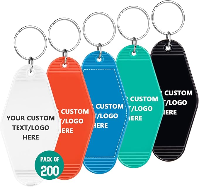 Custom Vintage Hotel Motel Keychains 200 Pack, Personalized Logo, Text Bulk by Paintechz