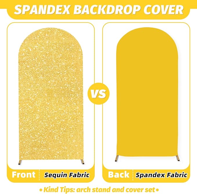 MODFUNS Metal Arch Backdorp Stand and Cover Set 6&6.6&7.2ft Gold Sequins Arch - Image 4