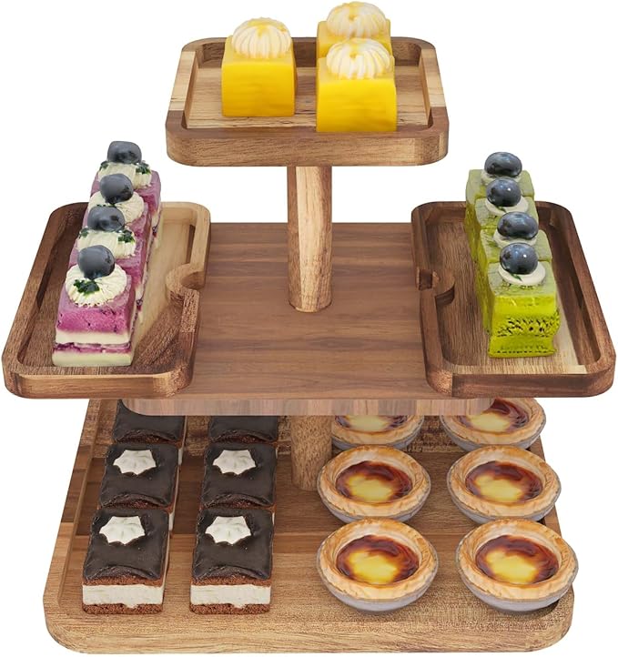 Acacia Wood 3 Tier Cupcake Stand - Image 5