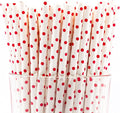 Pack of 900 Red Polka Dot Biodegradable 4-Ply Paper Drinking Straws by Stephanie+Imports
