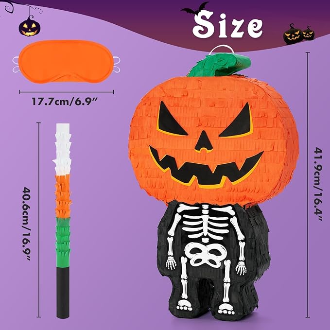 WERNNSAI Halloween Skull Pumpkin Piñata - Image 3