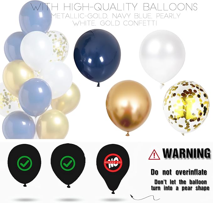 Navy Blue Gold Confetti Balloon Column Stand Kit Set of 2 Included-Balloon - Image 3