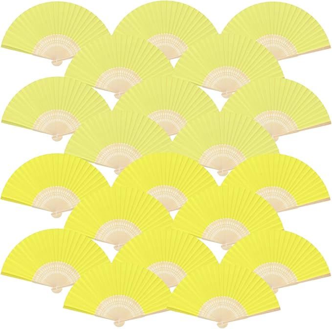FEPITO 20 Pieces Handheld Yellow Paper Fan Paper Folding Fans by FEPITO