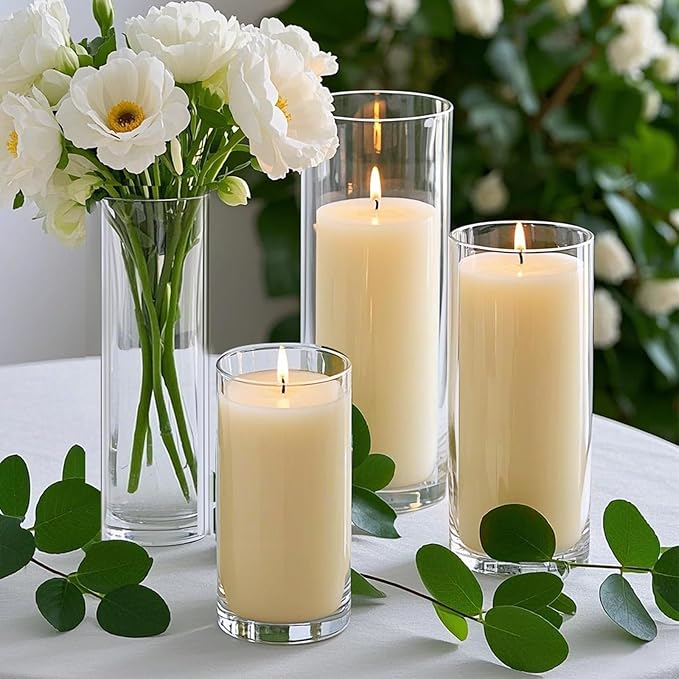 24 PCS Ivory White Pillar Candles - Image 3