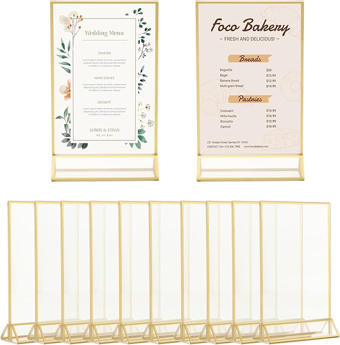 12 Pack Gold Acrylic Sign Holder 4 x 6 inch, Double Sided Gold Picture Frame - Image 4