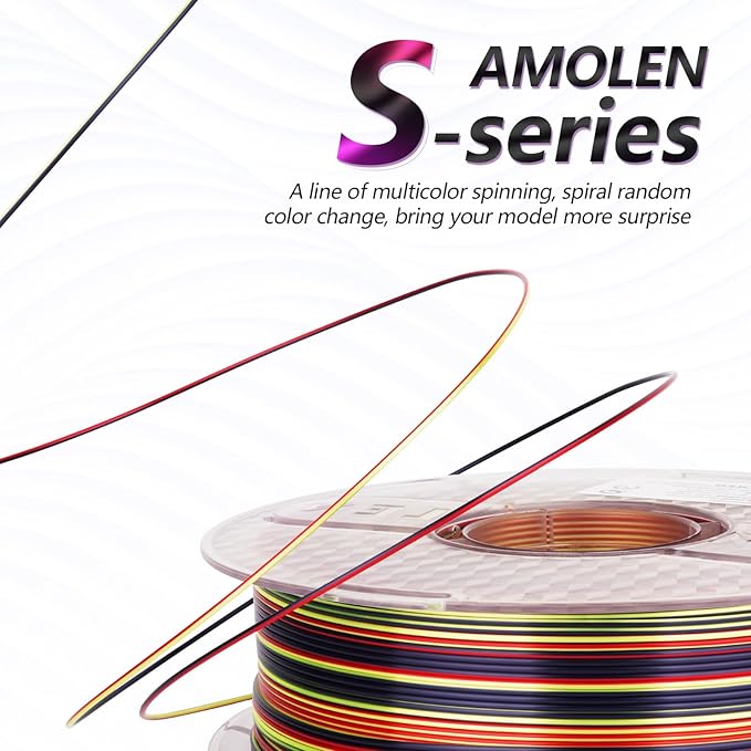 AMOLEN Silk PLA 3D Printer Filament, Shiny Multicolor Rainbow PLA Filament - Image 2