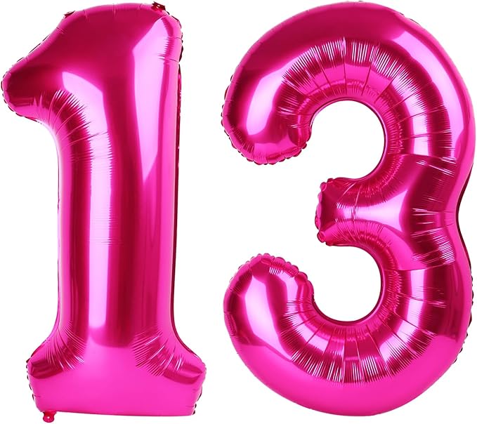 40 Inch Hot Pink 13 Number Balloon by Upgesy
