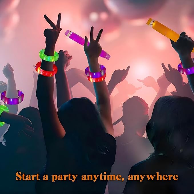 Red 12 Pack Light Up Party Favors Supplies, Bulk Glow Sticks Bracelet, Necklace - Image 3