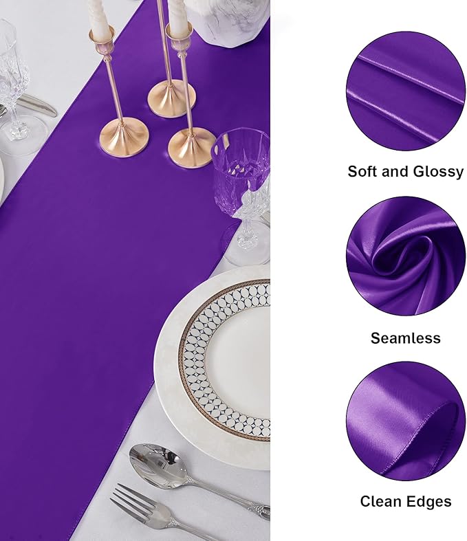 12Pack Table Runner 12 x 108 Inches Satin Silk Table Runner - Image 3