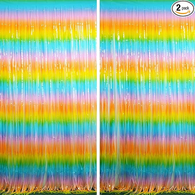 BRAVESHINE Colourful Tinsel Foil Fringe Curtains by BRAVESHINE