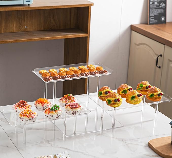 Acrylic Dessert Table Display Set, 3 Tiered Serving Trays and Platters - Image 4